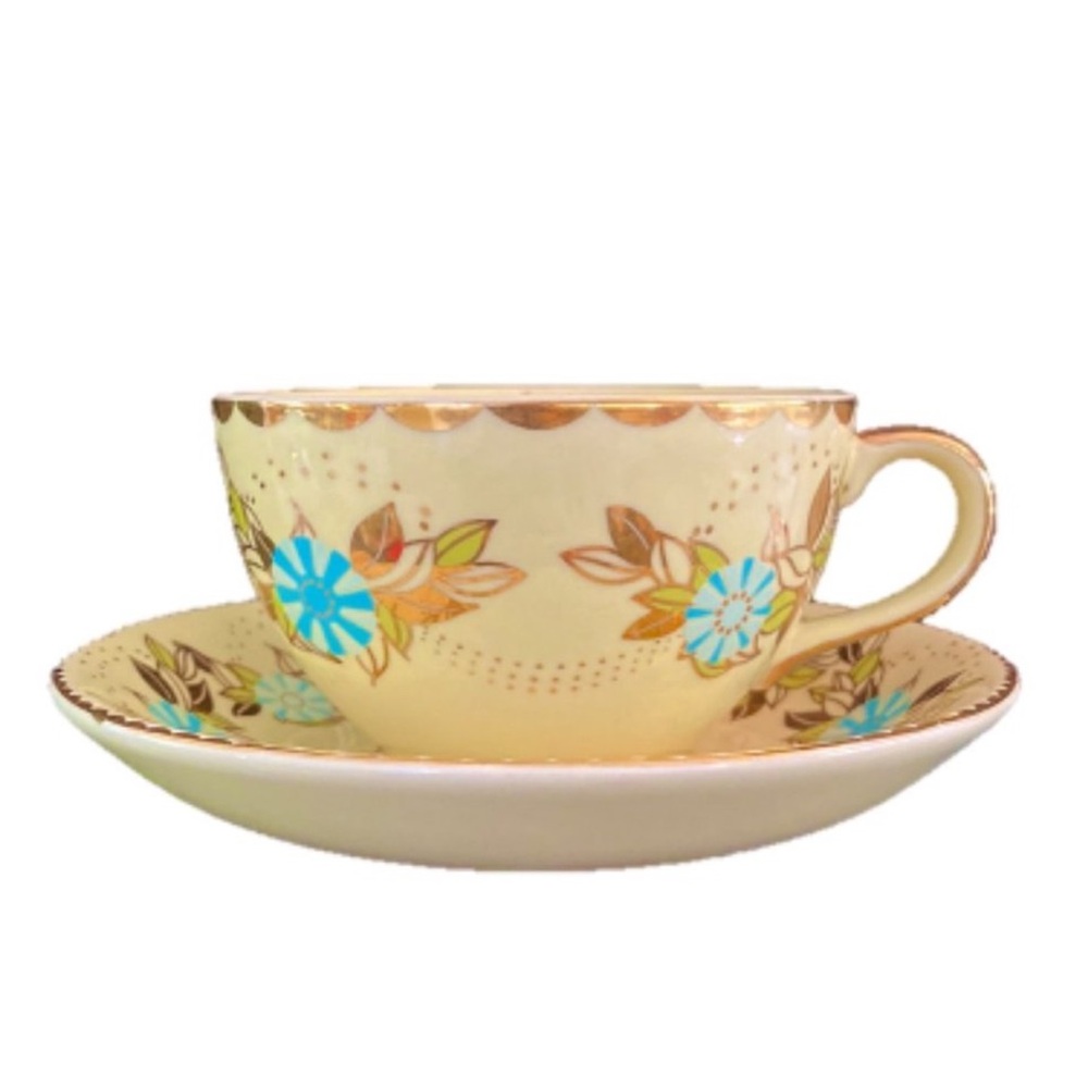 Anthropologie Vintage Tea Cup and Saucer Set